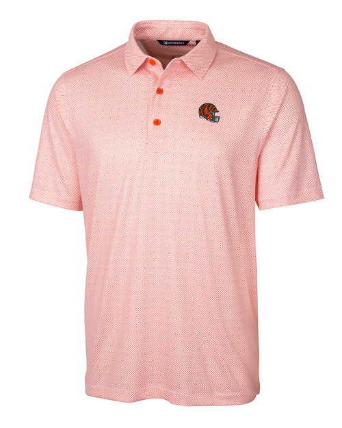 Cincinnati Bengals NFL Helmet Cutter & Buck Pike Double Dot Print Stretch Mens Big and Tall Polo CLO_MANN_HG 1