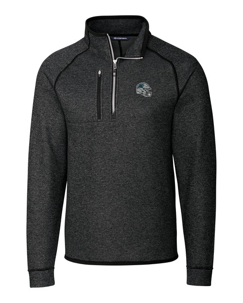 Carolina Panthers NFL Helmet Cutter & Buck Mainsail Sweater-Knit Mens Big and Tall Half Zip Pullover Jacket CCH_MANN_HG 1