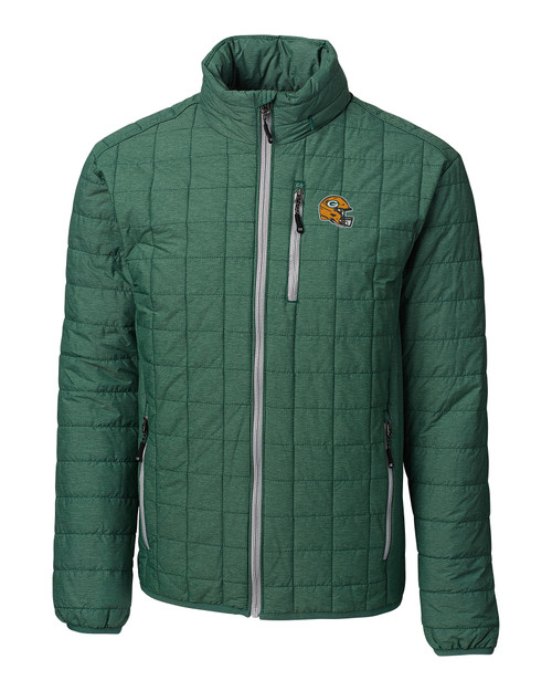 Green Bay Packers NFL Helmet Cutter & Buck Rainier PrimaLoft® Mens Eco Insulated Full Zip Puffer Jacket HNM_MANN_HG 1