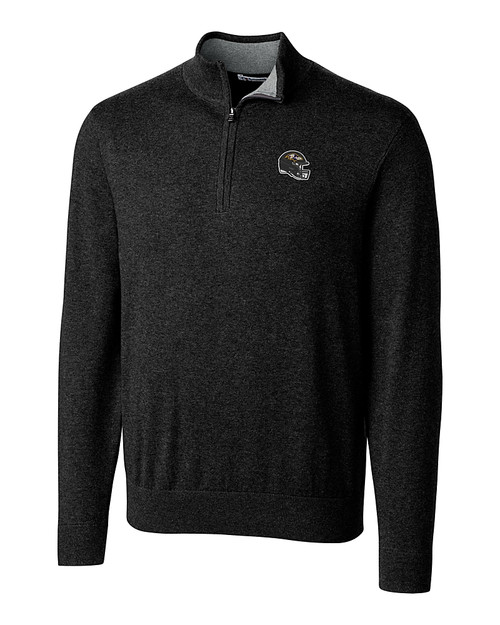Baltimore Ravens NFL Helmet Cutter & Buck Lakemont Tri-Blend Mens Quarter Zip Pullover Sweater Black Mannequin