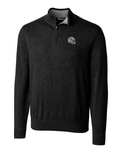 New Orleans Saints NFL Helmet Cutter & Buck Lakemont Tri-Blend Mens Quarter Zip Pullover Sweater Black Mannequin