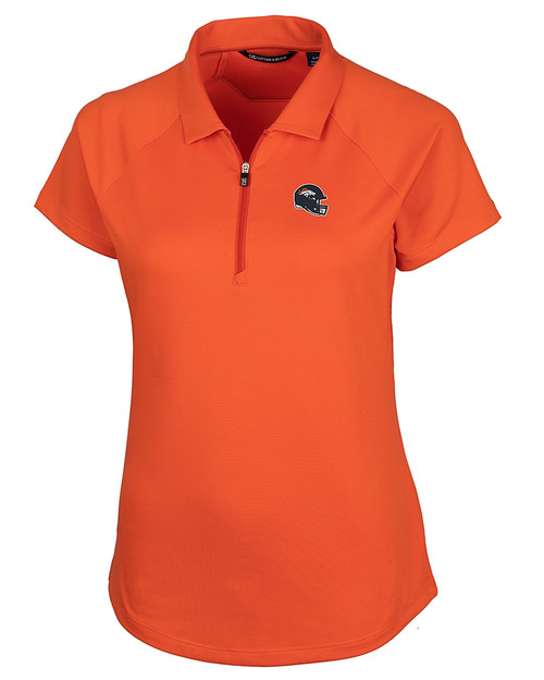 Denver Broncos NFL Helmet Cutter & Buck Forge Stretch Womens Short Sleeve Polo College Orange Mannequin