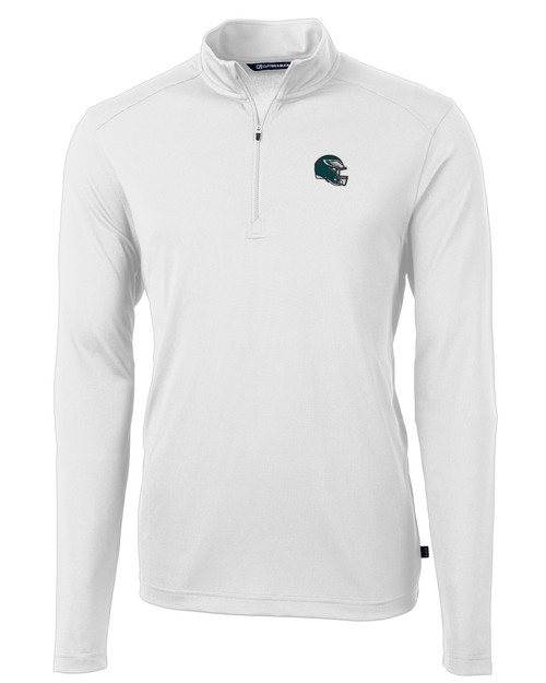 Philadelphia Eagles NFL Helmet Cutter & Buck Virtue Eco Pique Recycled Quarter Zip Mens Big & Tall Pullover WH_MANN_HG 1