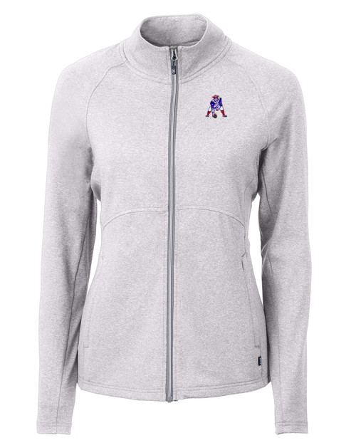 New England Patriots Historic Cutter & Buck Adapt Eco Knit Heather Recycled Womens Full Zip POH_MANN_HG 1