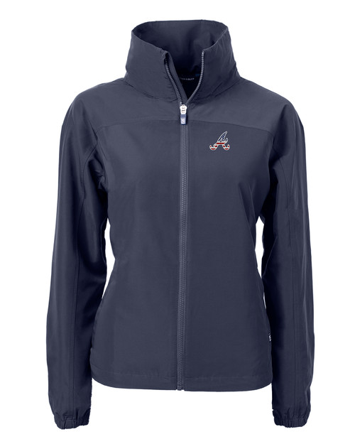 Atlanta Braves Stars & Stripes Cutter & Buck Charter Eco Recycled Womens Full-Zip Jacket NVBU_MANN_HG 1