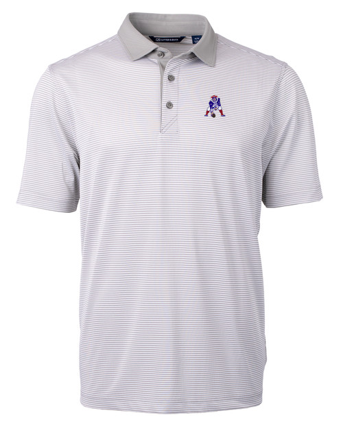New England Patriots Historic Cutter & Buck Virtue Eco Pique Micro Stripe Recycled Mens Big & Tall Polo POLWH_MANN_HG 1