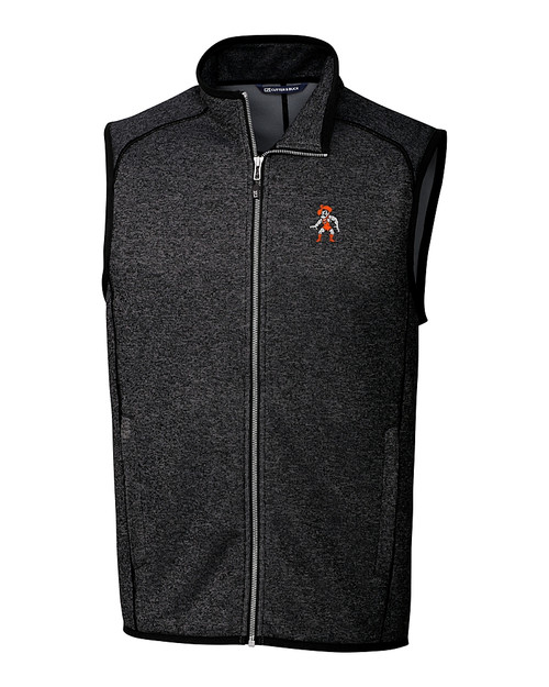 Oklahoma State Cowboys Wrestling Pete Cutter & Buck Mainsail Sweater-Knit Mens Big and Tall Full Zip Vest CCH_MANN_HG 