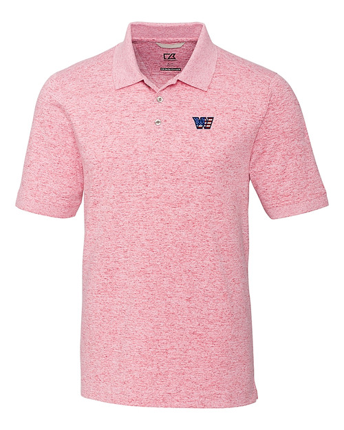 Washington Commanders Americana Cutter & Buck Advantage Tri-Blend Space Dye Mens Polo Cardinal Red Mannequin