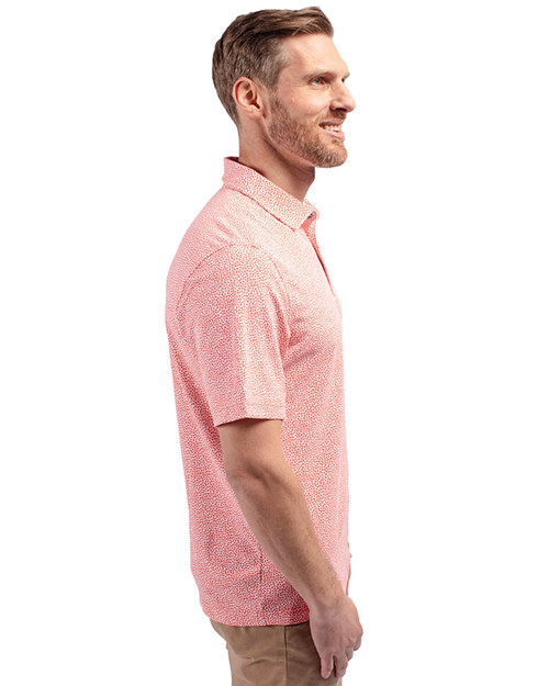 Oklahoma State Cowboys Wrestling Pete Cutter & Buck Virtue Eco Pique Botanical Print Recycled Mens Polo College Orange Side