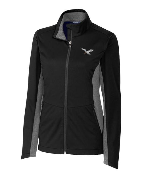 Philadelphia Eagles Historic Cutter & Buck Navigate Softshell Womens Full Zip Jacket BL_MANN_HG 1