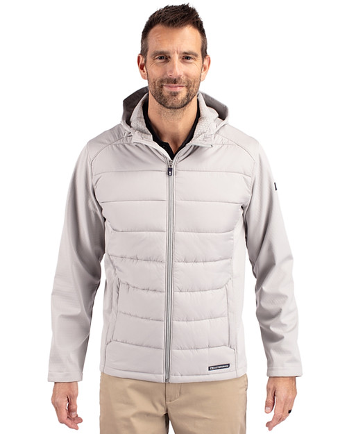 Cutter & Buck Evoke Hybrid Eco Softshell Recycled Full Zip Mens Big & Tall Hooded Jacket CNC_PRO_HG 1