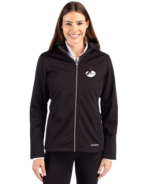 Arizona Cardinals Historic Cutter & Buck Evoke Recycled Honeycomb Fleece Womens Full Zip Jacket Black Front