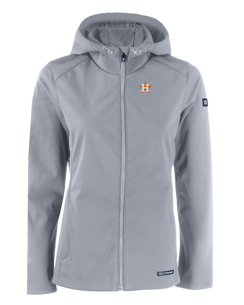 Houston Astros Cutter & Buck Women's Mainsail Sweater-Knit Full-Zip Jacket  - Heathered Gray