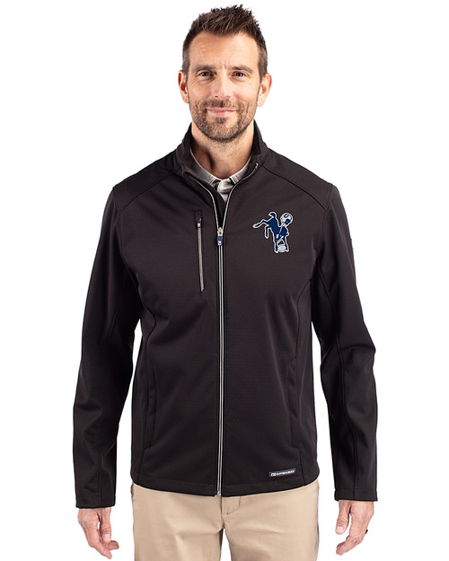 Indianapolis Colts Historic Cutter & Buck Evoke Softshell Recycled Full Zip Mens Jacket Black Front
