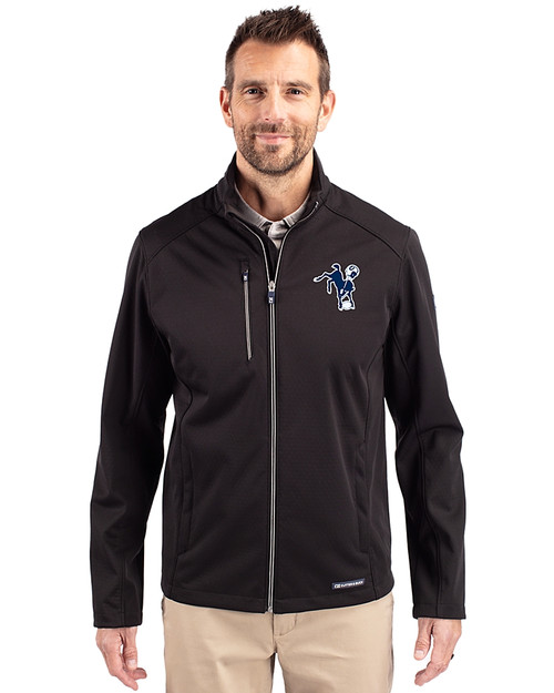 Indianapolis Colts Historic Cutter & Buck Evoke Recycled Honeycomb Fleece Mens Full Zip Jacket Black Front