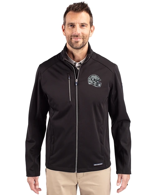 Las Vegas Raiders NFL Helmet Cutter & Buck Evoke Recycled Honeycomb Fleece Mens Full Zip Jacket Black Front