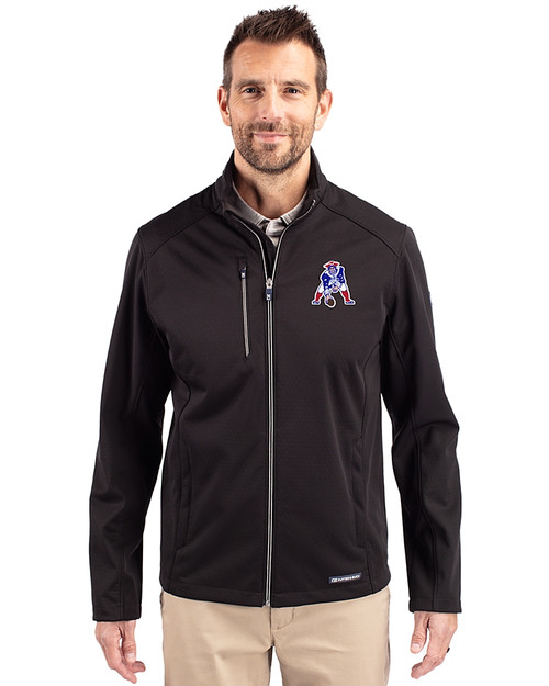 New England Patriots Historic Cutter & Buck Evoke Recycled Honeycomb Fleece Mens Full Zip Jacket Black Front
