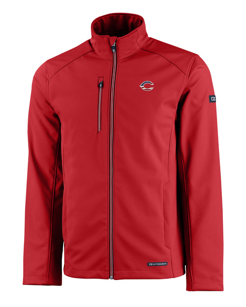 Cincinnati Reds Stars & Stripes Cutter & Buck Evoke Eco Softshell Recycled Full Zip Mens Jacket NVBU_MANN_HG 1