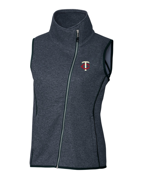 Minnesota Twins Cutter & Buck Mainsail Sweater Knit Womens Asymmetrical Vest LNH_MANN_HG 1