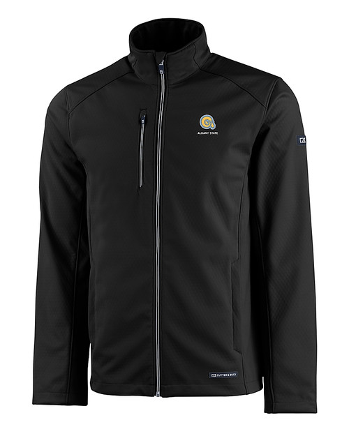 Albany State University Golden Rams Cutter & Buck Evoke Softshell Recycled Full Zip Mens Jacket BL_MANN_HG 
