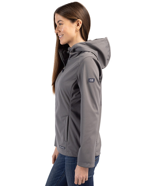 Auburn Tigers College Vault Cutter & Buck Evoke Softshell Recycled Full Zip Womens Jacket Elemental Grey Side