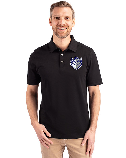 Saint Louis Billikens Cutter & Buck Advantage Eco Tri-Blend Pique Mens Polo Black Front