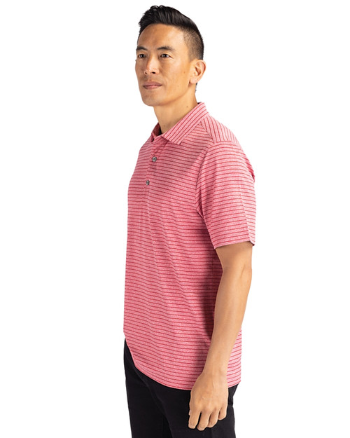 Milwaukee Brewers Cutter & Buck Big & Tall Forge Eco Heathered Stripe  Stretch Recycled Polo - Heather Navy