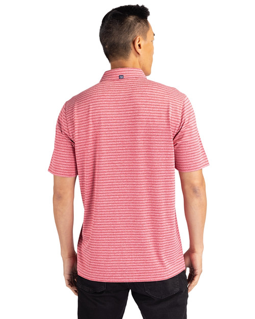 Men's Cutter & Buck Heather Red Boston Sox Big Tall Forge Eco Heathered Stripe Stretch Recycled Polo