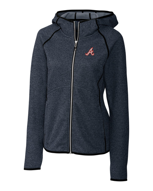 Atlanta Braves Cooperstown Cutter & Buck Mainsail Sweater-Knit Hoodie Womens Full Zip Jacket LNH_MANN_HG 1