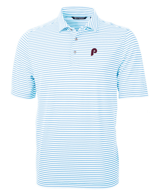 Philadelphia Phillies Cooperstown Cutter & Buck Virtue Eco Pique Stripe Recycled Mens Big and Tall Polo ALS_MANN_HG 1