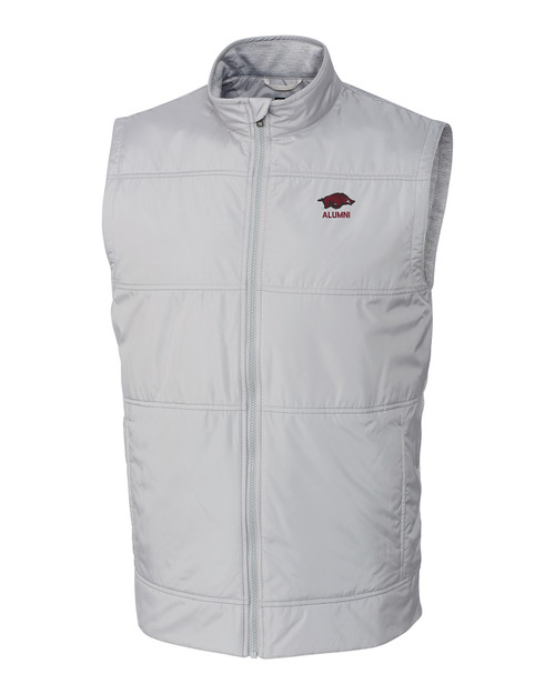 Arkansas Razorbacks Alumni Cutter & Buck Stealth Hybrid Quilted Mens Big and Tall Windbreaker Vest POL_MANN_HG 1