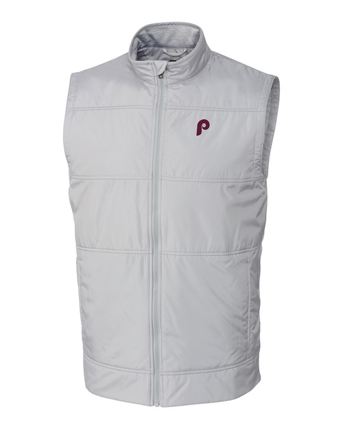 Philadelphia Phillies Cooperstown Cutter & Buck Stealth Hybrid Quilted Mens Big and Tall Windbreaker Vest POL_MANN_HG 1