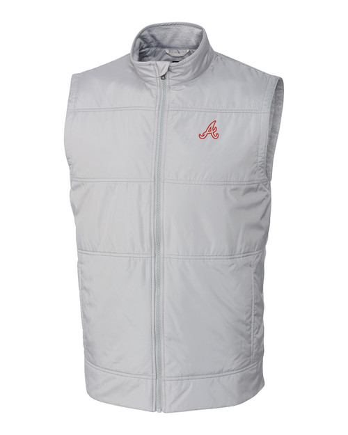 Atlanta Braves Cooperstown Cutter & Buck Stealth Hybrid Quilted Mens Big and Tall Windbreaker Vest POL_MANN_HG 1