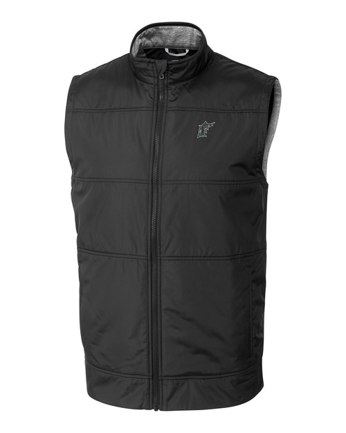 Miami Marlins Cooperstown Cutter & Buck Stealth Hybrid Quilted Mens Big and Tall Windbreaker Vest BL_MANN_HG 1