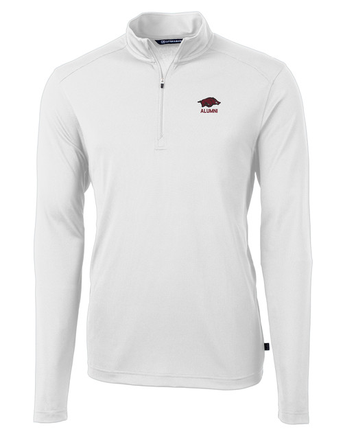 Arkansas Razorbacks Alumni Cutter & Buck Virtue Eco Pique Recycled Quarter Zip Mens Big & Tall Pullover WH_MANN_HG 1