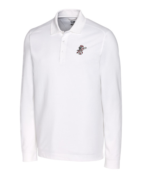 Cincinnati Reds Cooperstown Cutter & Buck Advantage Tri-Blend Pique Mens Big and Tall Long Sleeve Polo WH_MANN_HG 1