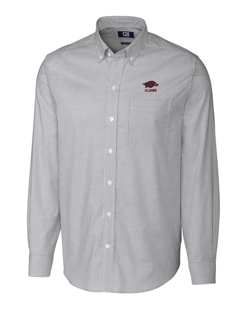 Arkansas Razorbacks Alumni Cutter & Buck Stretch Oxford Stripe Mens Big and Tall Long Sleeve Dress Shirt CC_MANN_HG 1