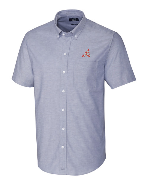 Atlanta Braves Cooperstown Cutter & Buck Stretch Oxford Mens Big and Tall Short Sleeve Dress Shirt LTB_MANN_HG 1