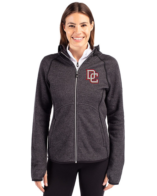 Washington Nationals Cooperstown Cutter & Buck Mainsail Full Zip Hooded Womens Jacket Charcoal Heather Front