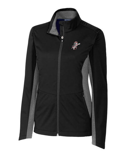 Cincinnati Reds Cooperstown Cutter & Buck Navigate Softshell Womens Full Zip Jacket BL_MANN_HG 1