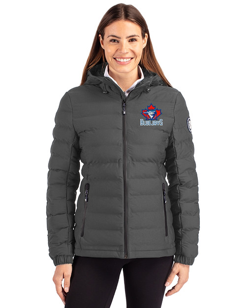Toronto Blue Jays Cooperstown Cutter & Buck Mission Ridge Repreve® Eco Insulated Womens Puffer Jacket Elemental Grey Front