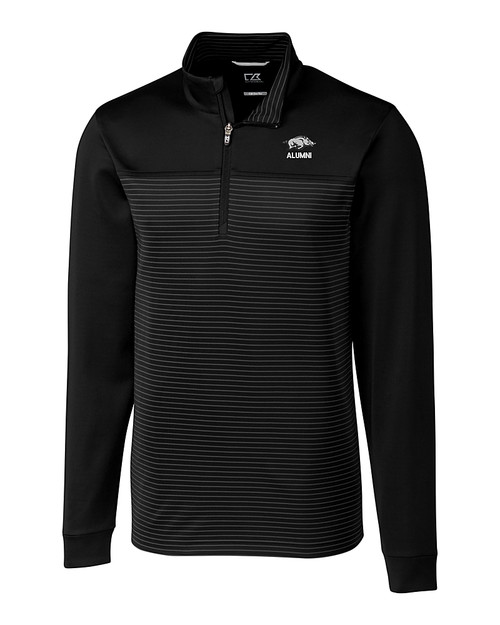 Arkansas Razorbacks Alumni Cutter & Buck Traverse Stretch Eco Stripe Quarter Zip Mens Pullover BL_MANN_HG 