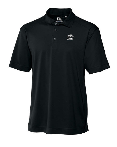 Arkansas Razorbacks Alumni Cutter & Buck Genre Textured Solid Mens Polo Black Mannequin