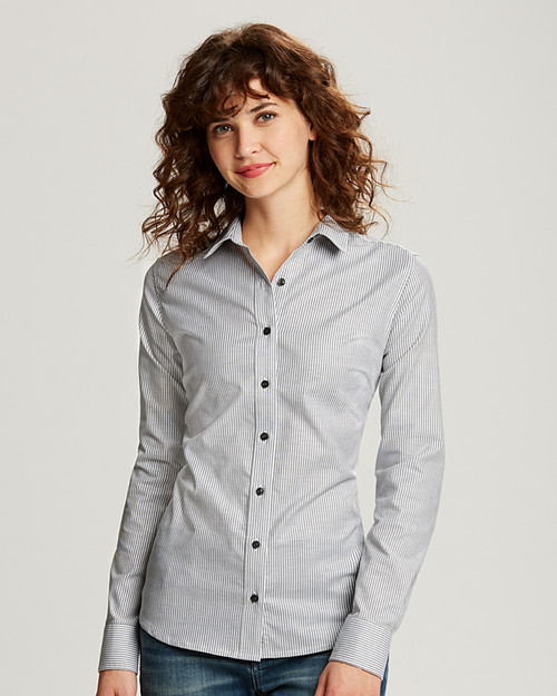 Women's Cutter & Buck Charcoal Louisville Cardinals Oxford Stretch Long  Sleeve Button-Up Shirt