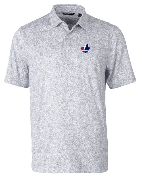 Montreal Expos Cooperstown Cutter & Buck Pike Constellation Print Stretch Mens Polo POL_MANN_HG 1