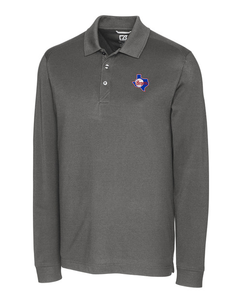 Texas Rangers Cooperstown Cutter & Buck Advantage Tri-Blend Pique Mens Long Sleeve Polo EG_MANN_HG 1