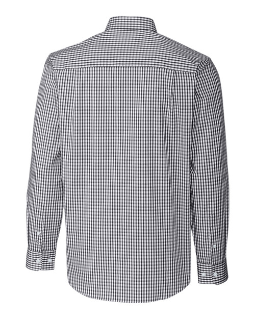 Cutter & Buck Men's Easy Care Stretch Gingham Big and Tall Long Sleeve Dress Shirt, Tour Blue / LT