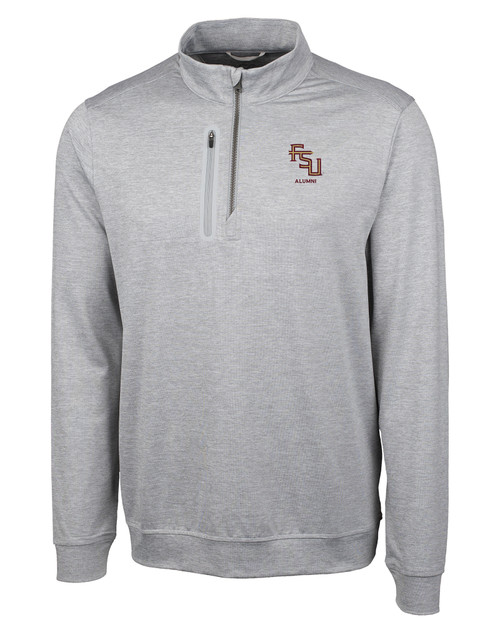 Florida State Seminoles Alumni Cutter & Buck Stealth Heathered Quarter Zip Mens Pullover POL_MANN_HG 1