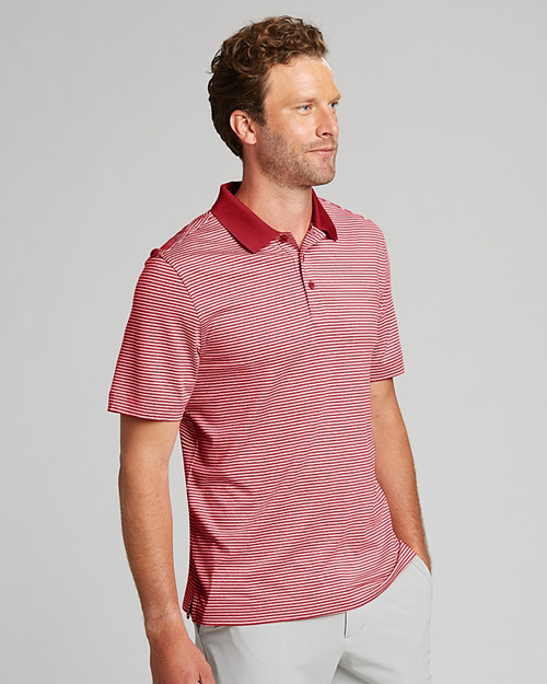 Men's Cutter & Buck Heather Red Boston Sox Big Tall Forge Eco Heathered Stripe Stretch Recycled Polo