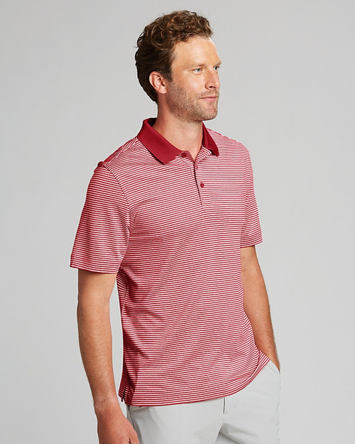 Men's Cutter & Buck Cardinal Louisville Cardinals Forge Tonal Stripe Stretch Polo Size: Large